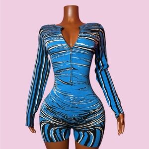 Blue and Black Patterned romper